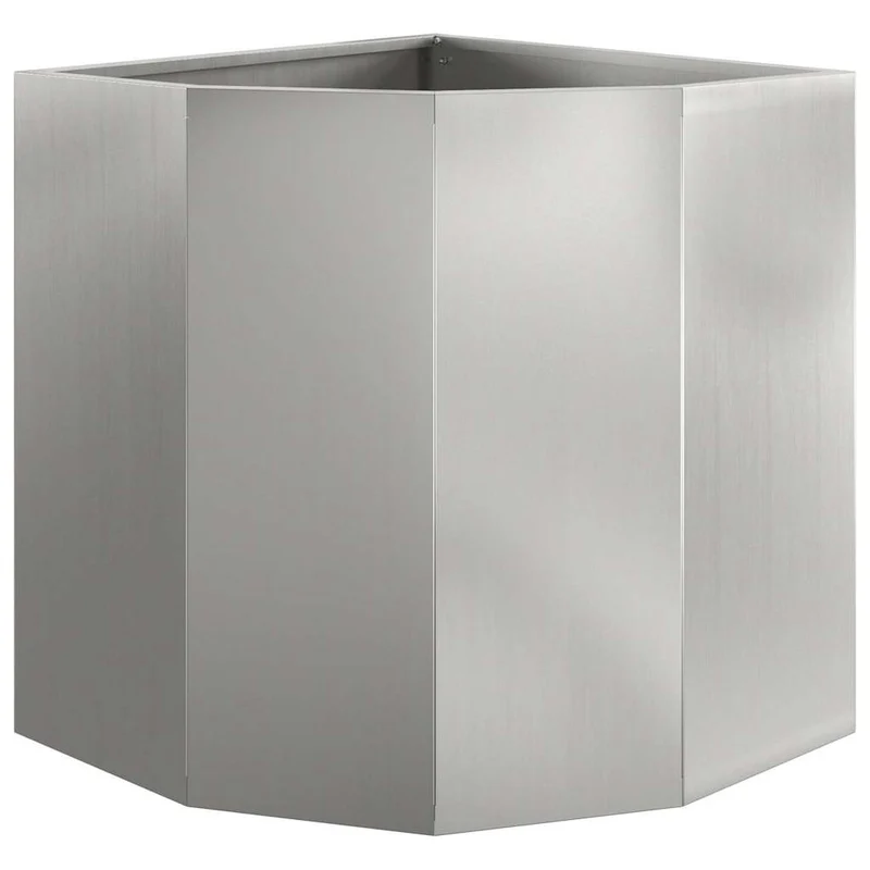 Macetero De Esquina Plateado 45 X 45 X 50 Cm Acero Galvanizado