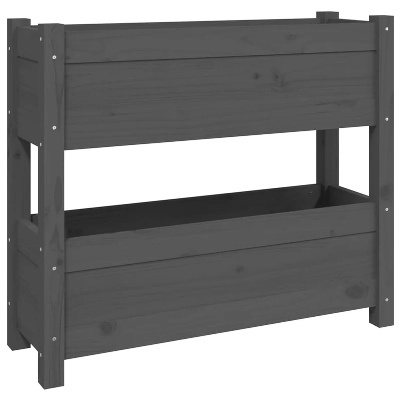 Jardinera De Madera Maciza De Pino Gris 77x25x66 Cm