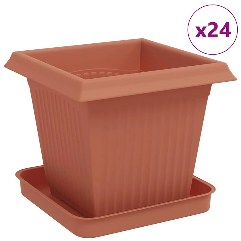 Macetas 24 Uds. Rojo Ladrillo Plástico