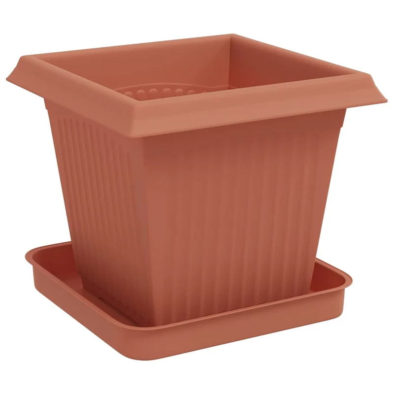 Macetas 24 Uds. Rojo Ladrillo Plástico