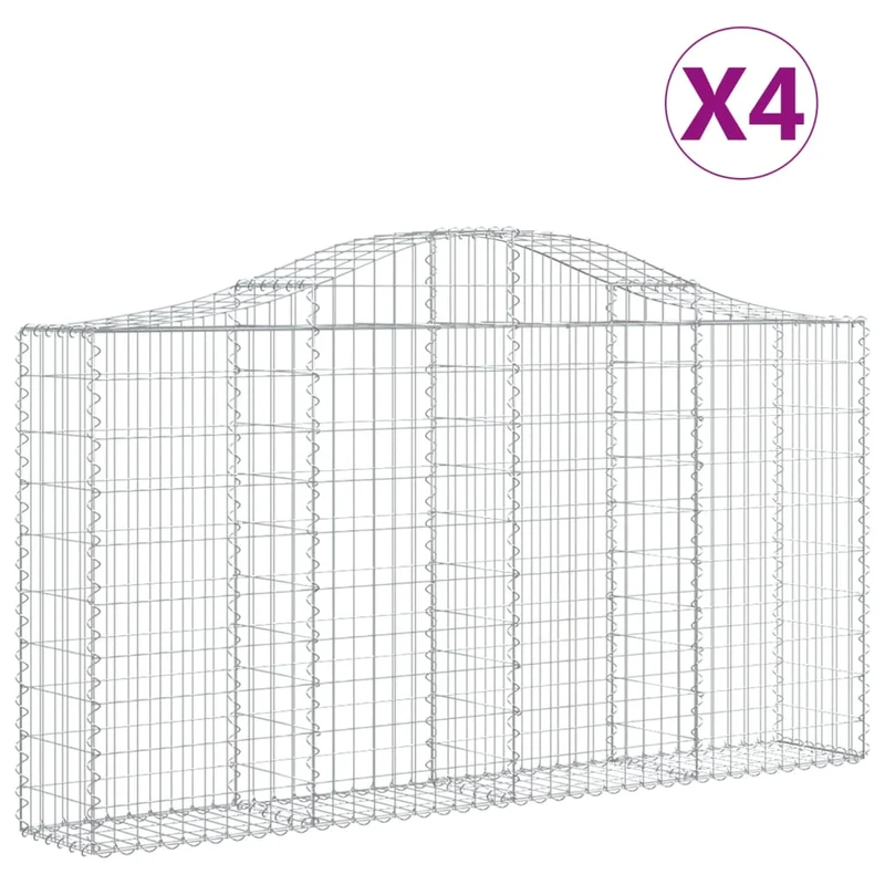 Cestas De Gaviones 4 Uds Forma De Arco Hierro 200x30x100/120 Cm