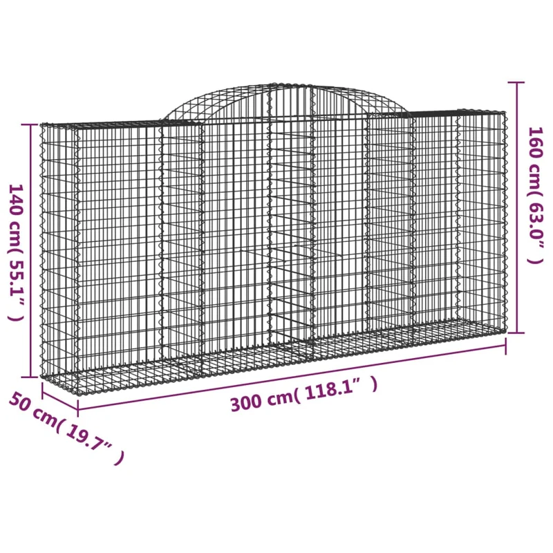 Cestas Gaviones 10 Uds Forma De Arco Hierro 300x50x140/160 Cm