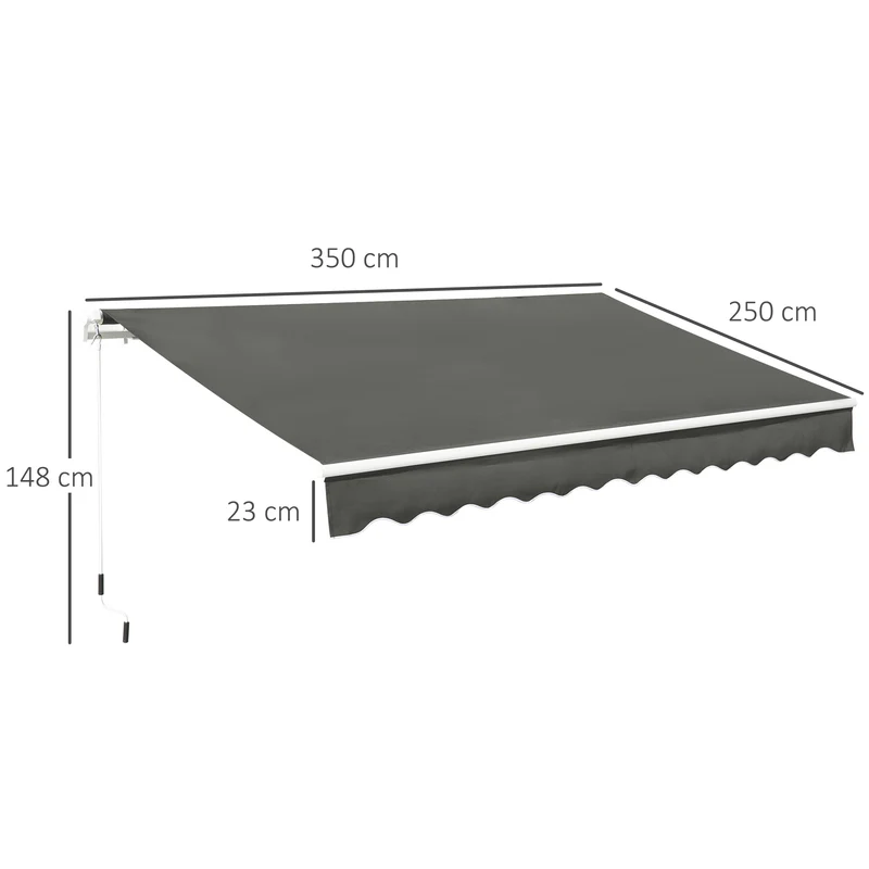 Outsunny Toldo Manual Retráctil 350x250 Cm Con Manivela De Metal Gris