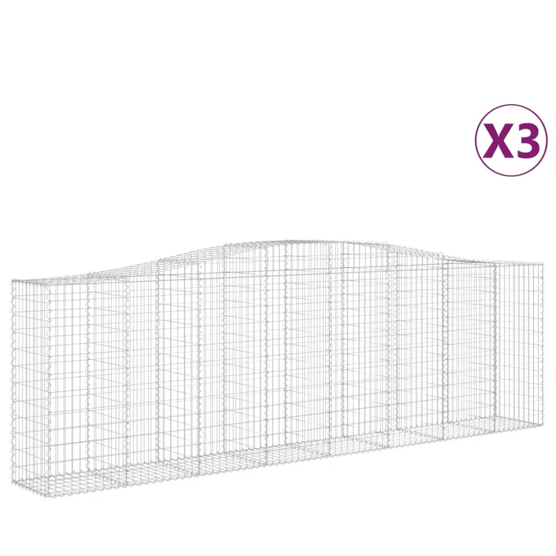 Cestas De Gaviones 3 Uds Forma De Arco Hierro 400x50x120/140 Cm