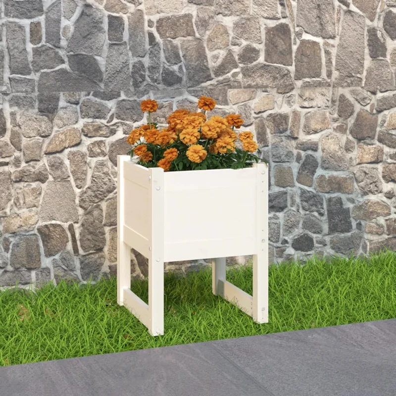 Jardinera Madera Maciza De Pino Blanco 40x40x52,5 Cm