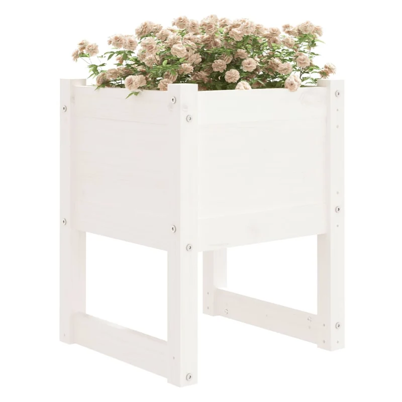 Jardinera Madera Maciza De Pino Blanco 40x40x52,5 Cm