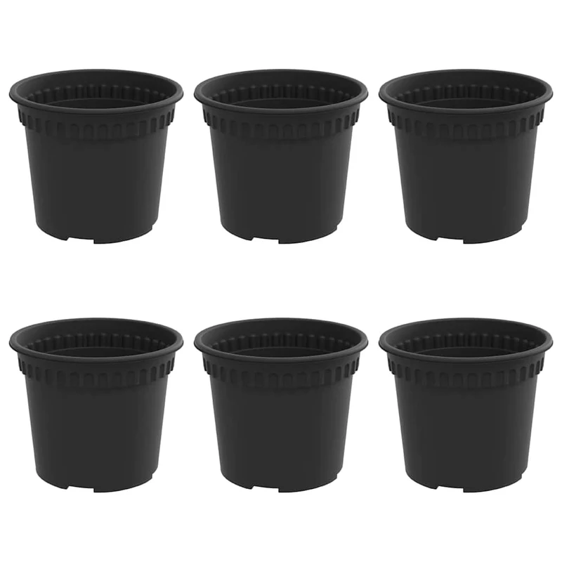 Maceta Redonda Para Flores 6 Uds. Negro Ø 12,5 X 10 Cm Plástico