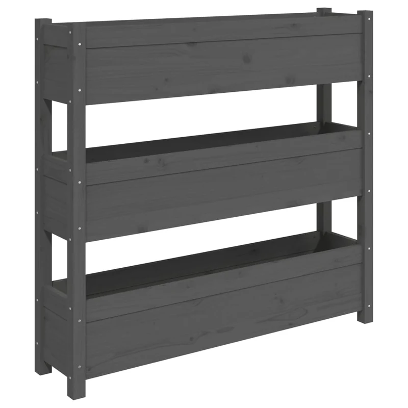 Jardinera De Madera Maciza De Pino Gris 112x25x104,5 Cm