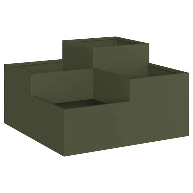 Maceta Para Jardín Verde Oliva 80 X 80 X 48 Cm Acero