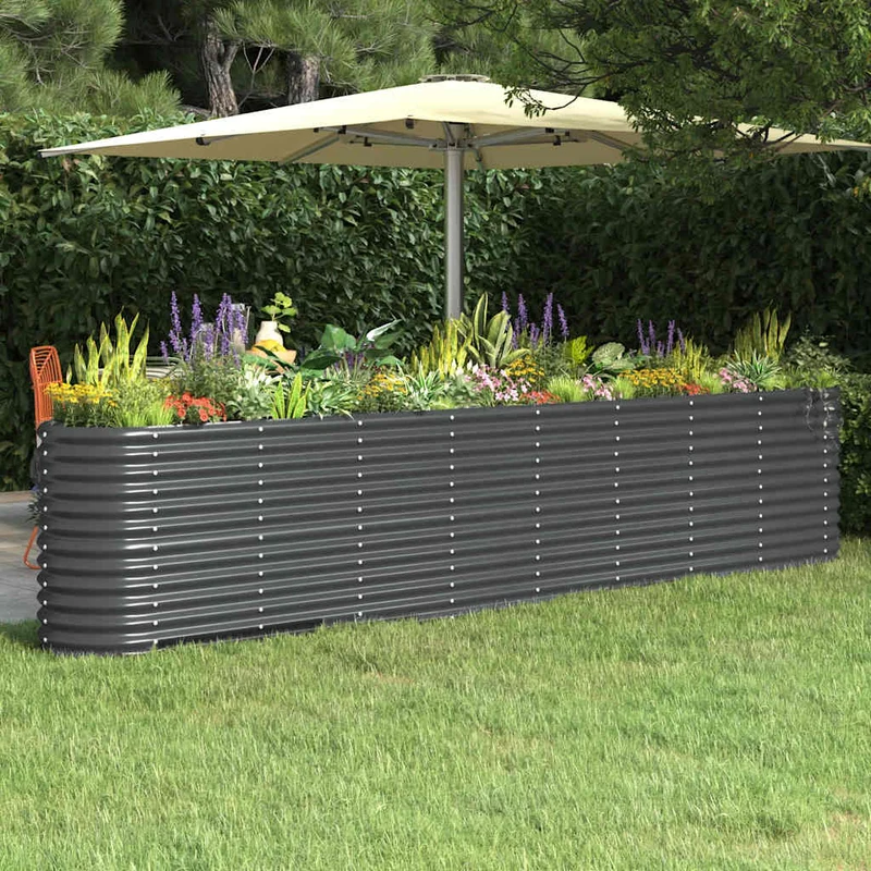 Jardinera Arriate Acero Galvanizado Antracita 332x40x68 Cm