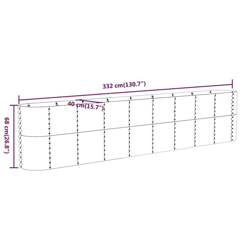 Jardinera Arriate Acero Galvanizado Antracita 332x40x68 Cm