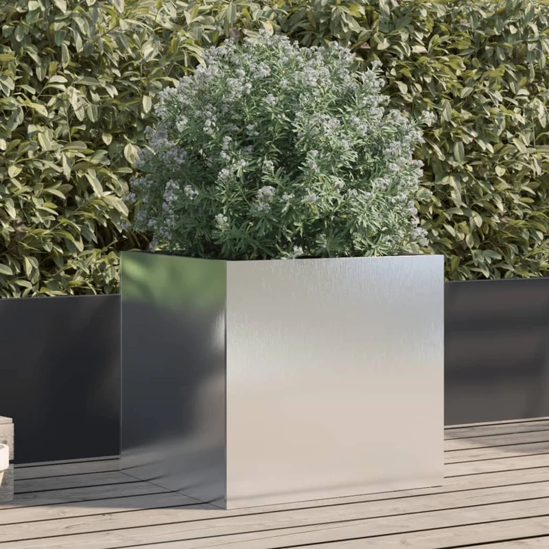 Jardinera De Acero Inoxidable Plateado 49x47x46 Cm