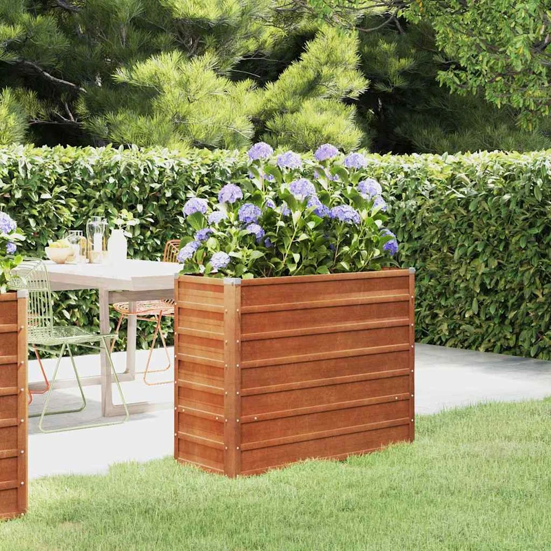 Arriate Oxidado De Acero Corten 100x40x77 Cm