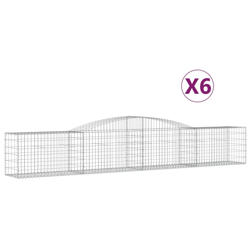 Cestas De Gaviones 6 Uds Forma De Arco Hierro 400x50x60/80 Cm