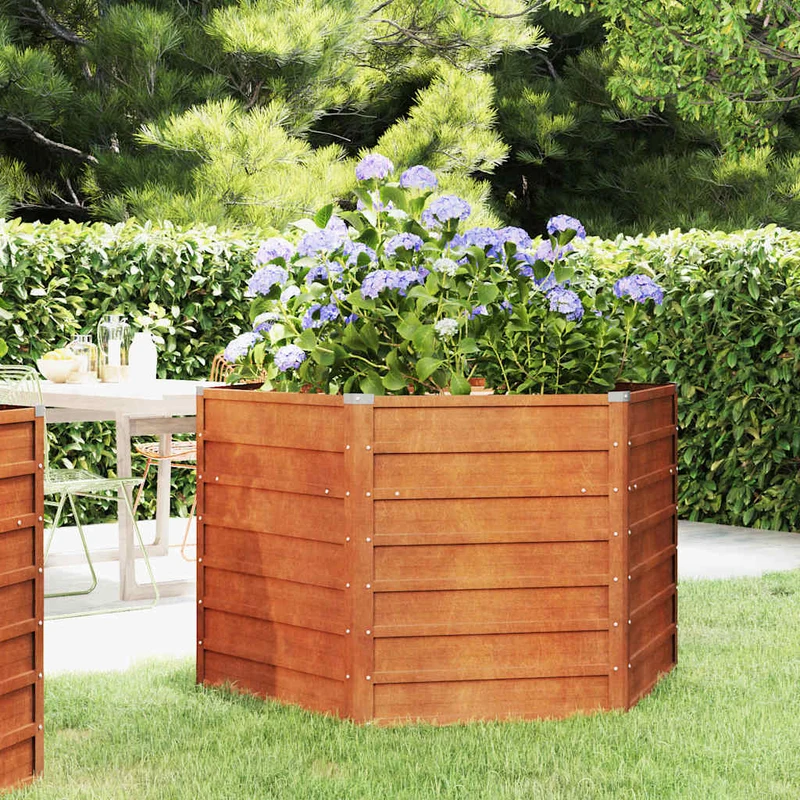 Arriate Oxidado De Acero Corten 129x129x77 Cm