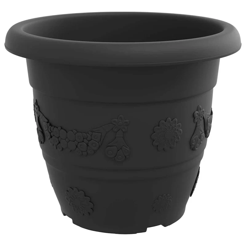 Maceta Redonda Para Flores 24 Uds. Negro Ø 34 X 28 Cm Plástico