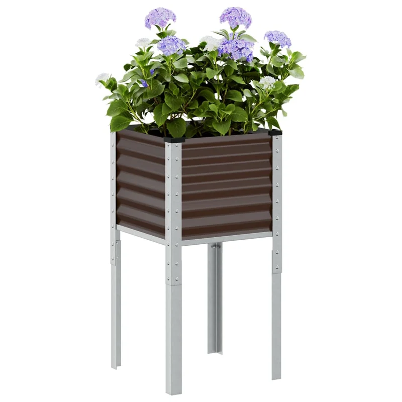 Jardinera De Acero Marrón 45x45x88 Cm