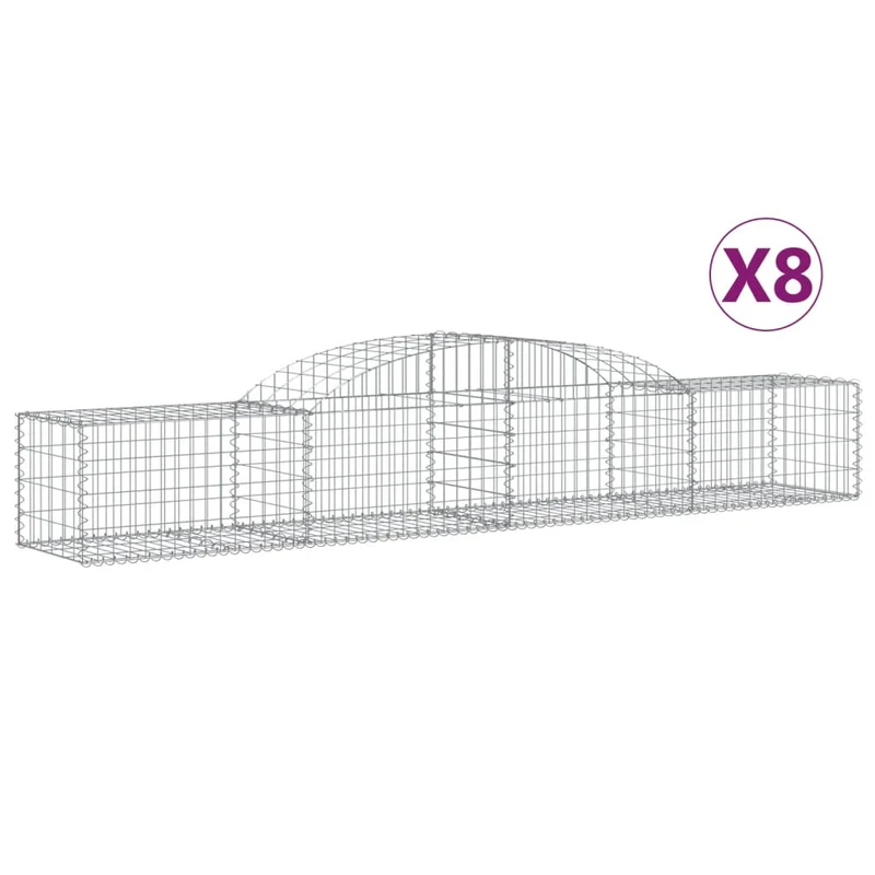 Cestas De Gaviones 8 Uds Forma De Arco Hierro 300x50x40/60 Cm