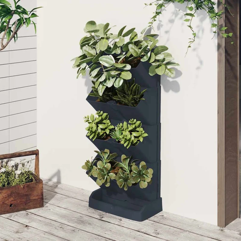 Set De Plantas Jardín Vertical 4 Uds Polipropileno Antracita
