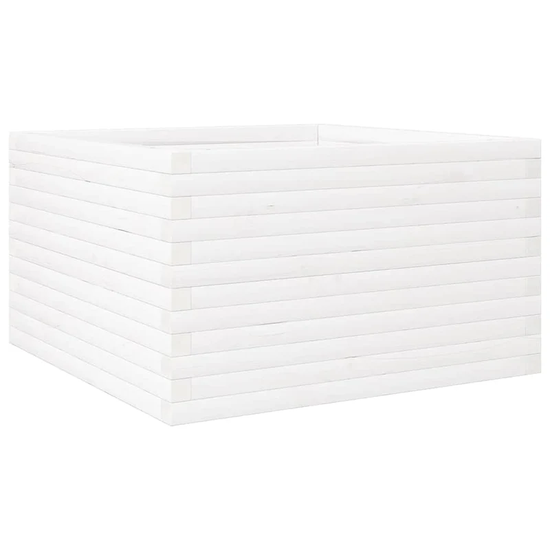 Jardinera De Madera Maciza De Pino Blanca 80x80x46 Cm