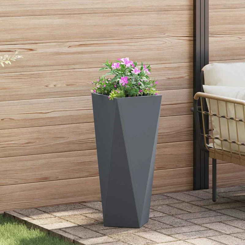 Jardinera 2 Uds. Antracita 30 X 30 X 75 Cm Acero