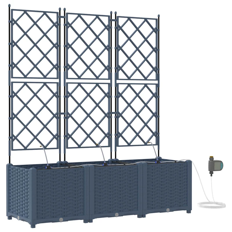 Macetero De Jardín 3 Uds. Gris 120 X 40 X 142 Cm Pp