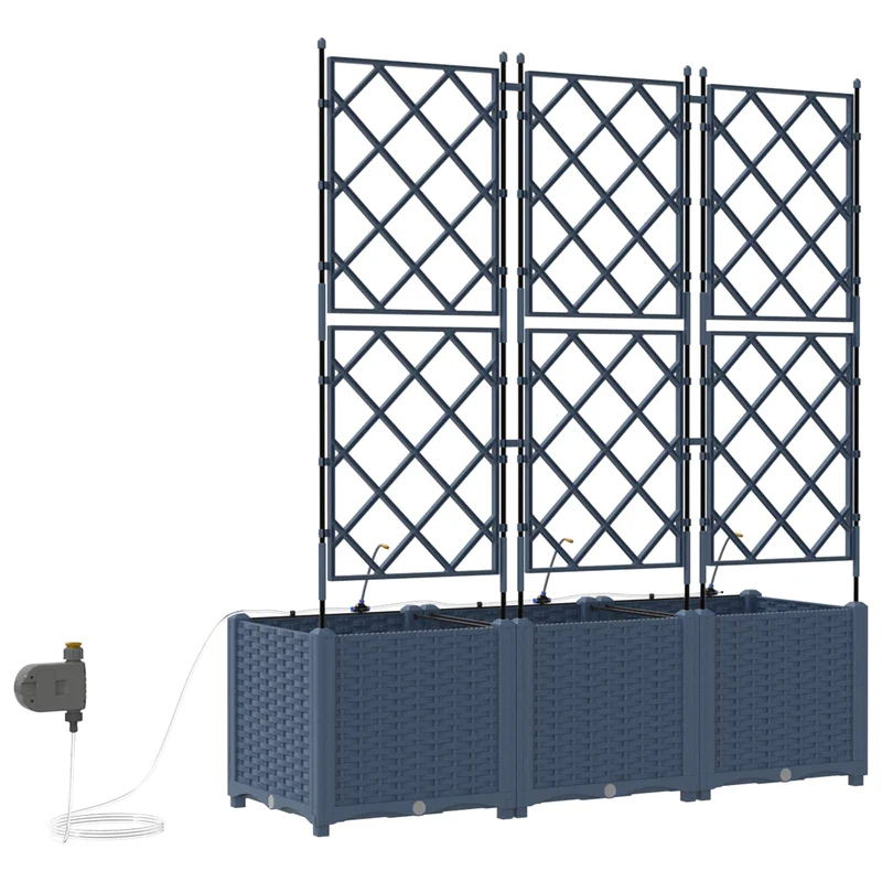 Macetero De Jardín 3 Uds. Gris 120 X 40 X 142 Cm Pp