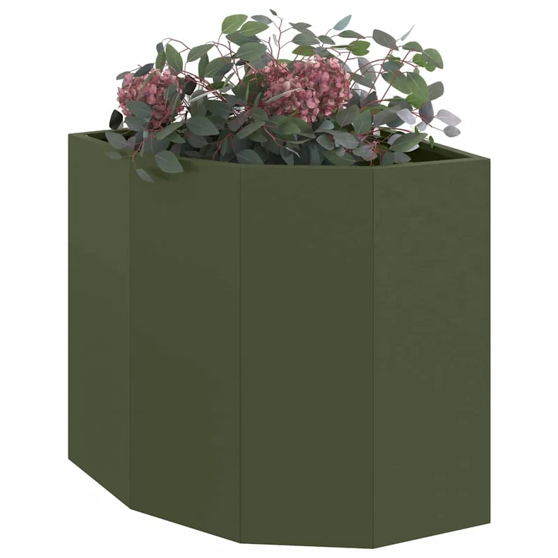 Macetero De Esquina Verde Oliva 45 X 45 X 50 Cm Acero