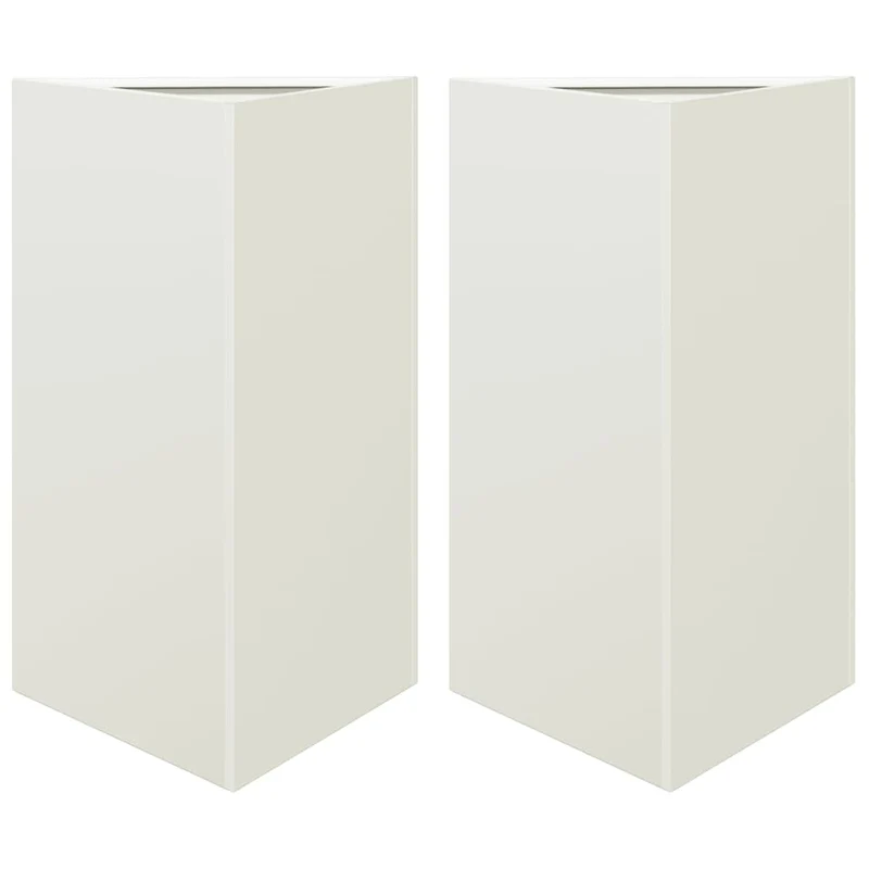 Jardineras Triangulares 2 Uds Acero Blanco 50x43x75 Cm