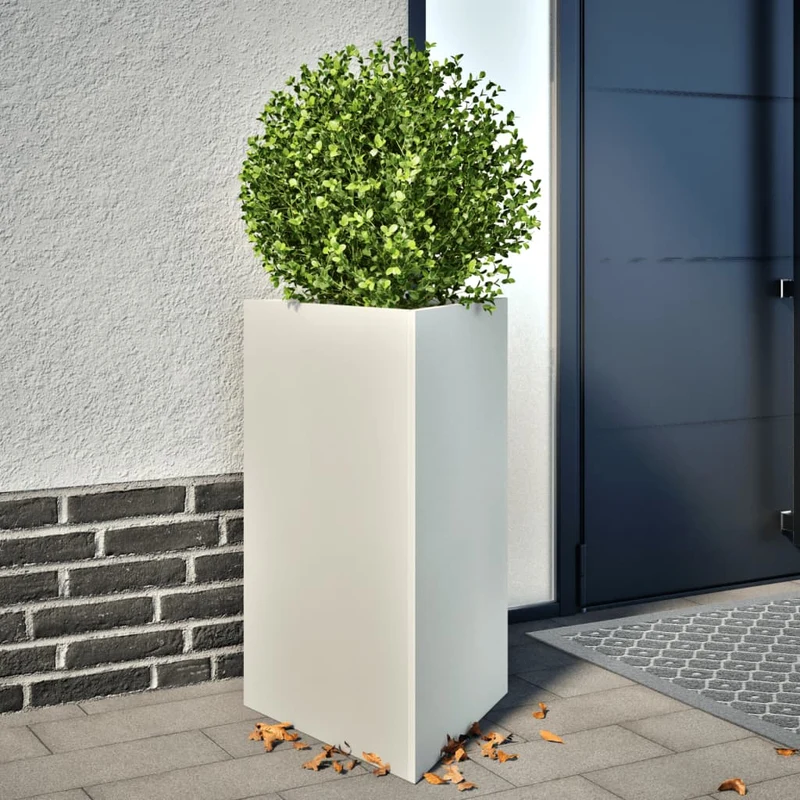 Jardineras Triangulares 2 Uds Acero Blanco 50x43x75 Cm