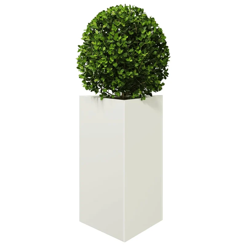 Jardineras Triangulares 2 Uds Acero Blanco 50x43x75 Cm