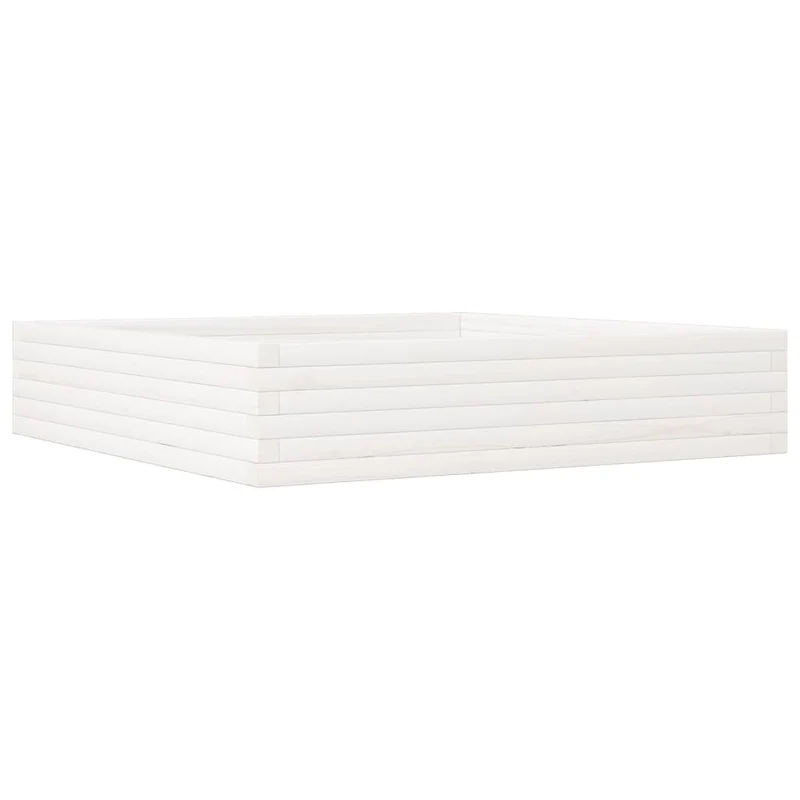 Jardinera De Madera Maciza De Pino Blanca 110x110x23 Cm