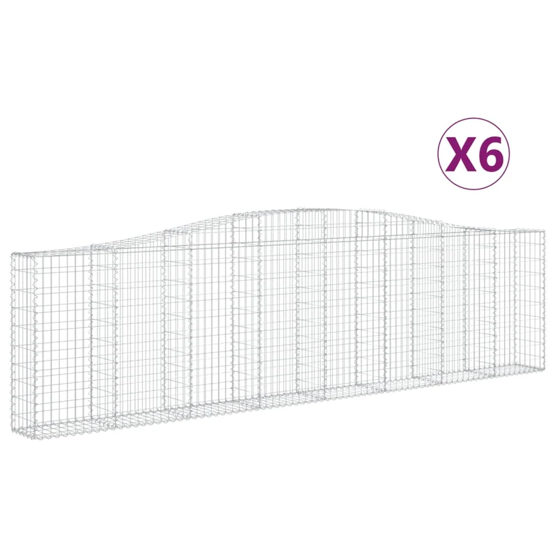 Cestas De Gaviones 6 Uds Forma De Arco Hierro 400x30x100/120 Cm