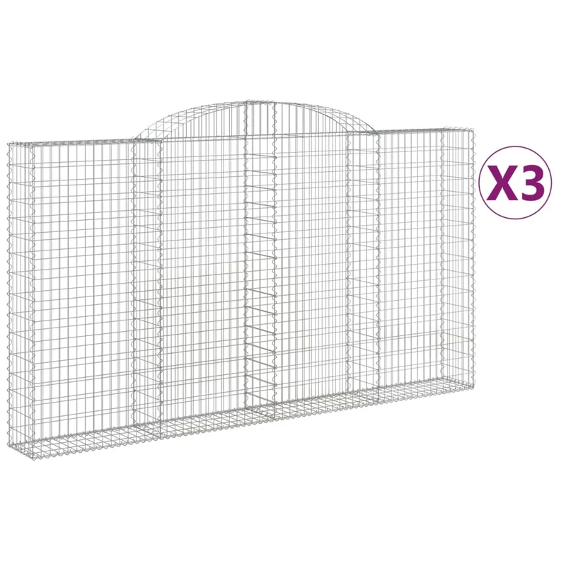 Cestas De Gaviones 3 Uds Forma De Arco Hierro 300x30x160/180 Cm