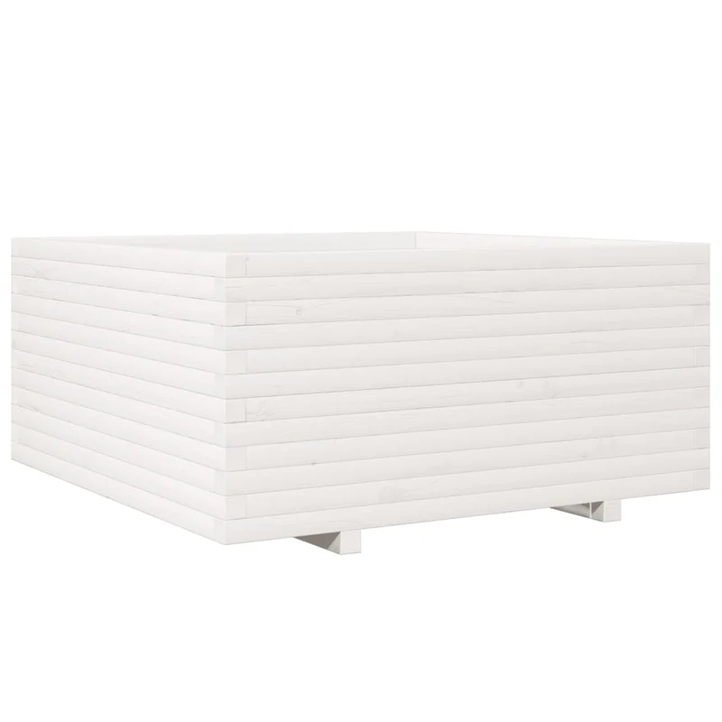 Jardinera Madera Maciza De Pino Blanco 100x100x49,5 Cm