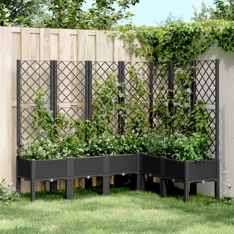Jardinera Con Enrejado Pp Negro 160x120x142 Cm