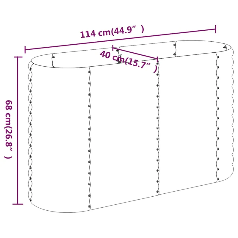 Jardinera Arriate Acero Galvanizado Antracita 114x40x68 Cm