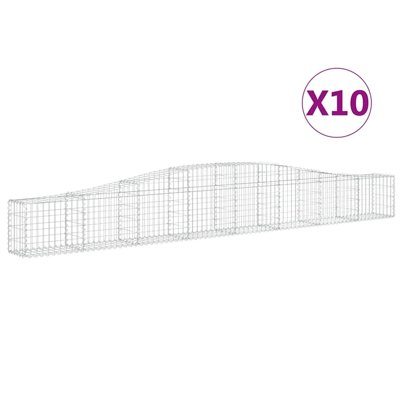 Cestas De Gaviones 10 Uds Forma De Arco Hierro 400x30x40/60 Cm