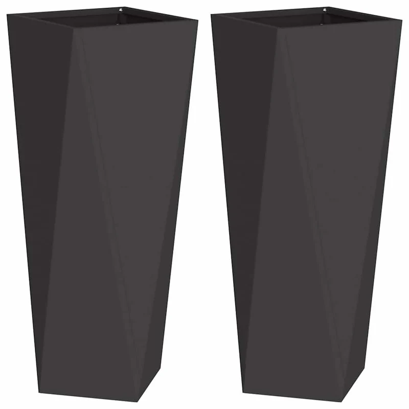 Jardinera 2 Uds. Negro 30 X 30 X 75 Cm Acero