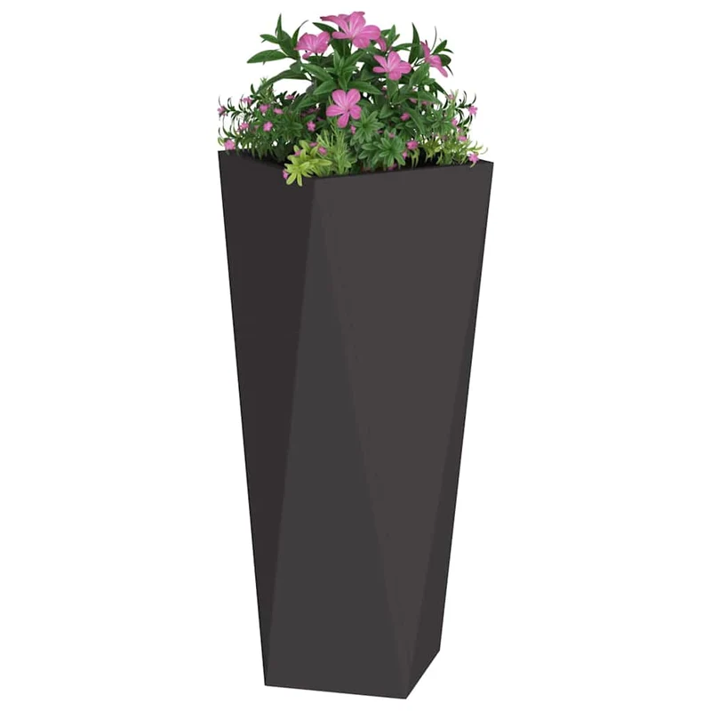 Jardinera 2 Uds. Negro 30 X 30 X 75 Cm Acero