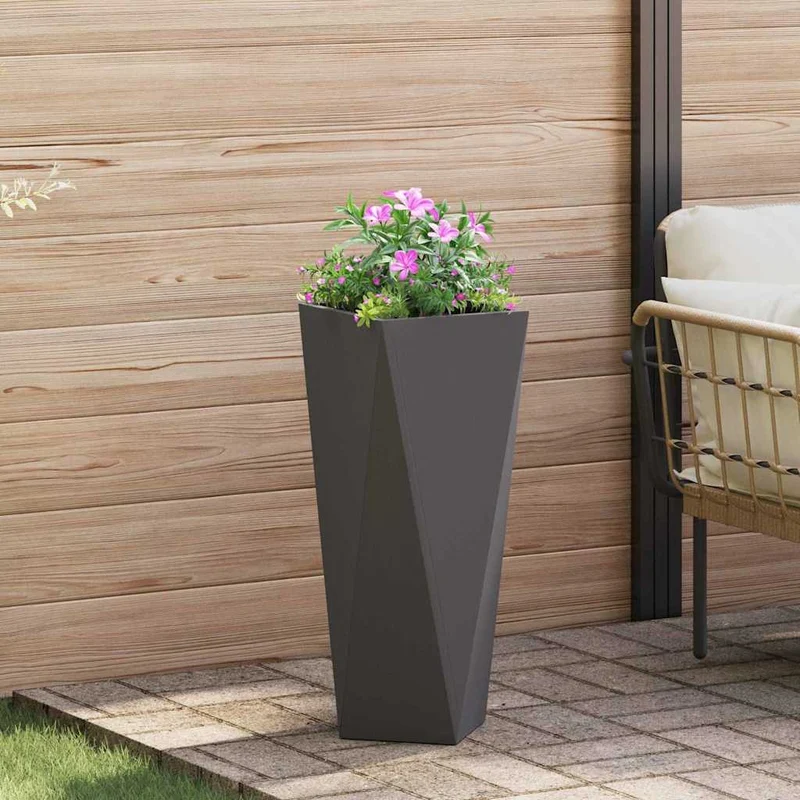 Jardinera 2 Uds. Negro 30 X 30 X 75 Cm Acero