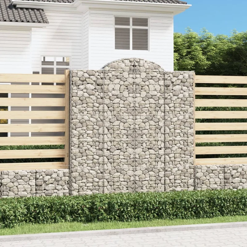 Cestas De Gaviones 8 Uds Forma De Arco Hierro 200x30x220/240 Cm