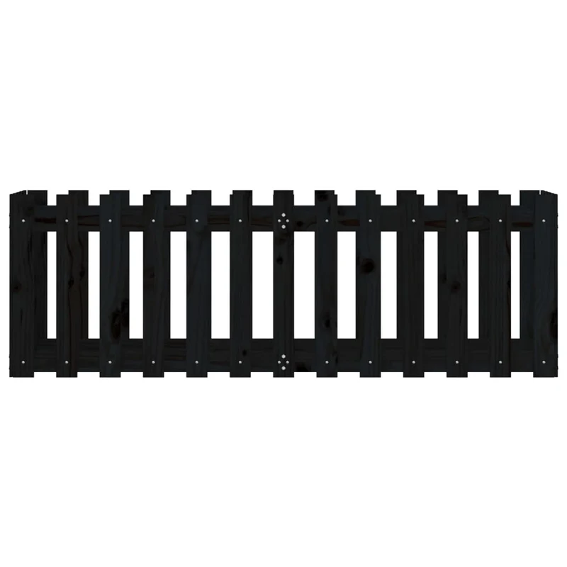 Arriate Elevado Jardín Con Valla Madera Pino Negro 150x50x50cm