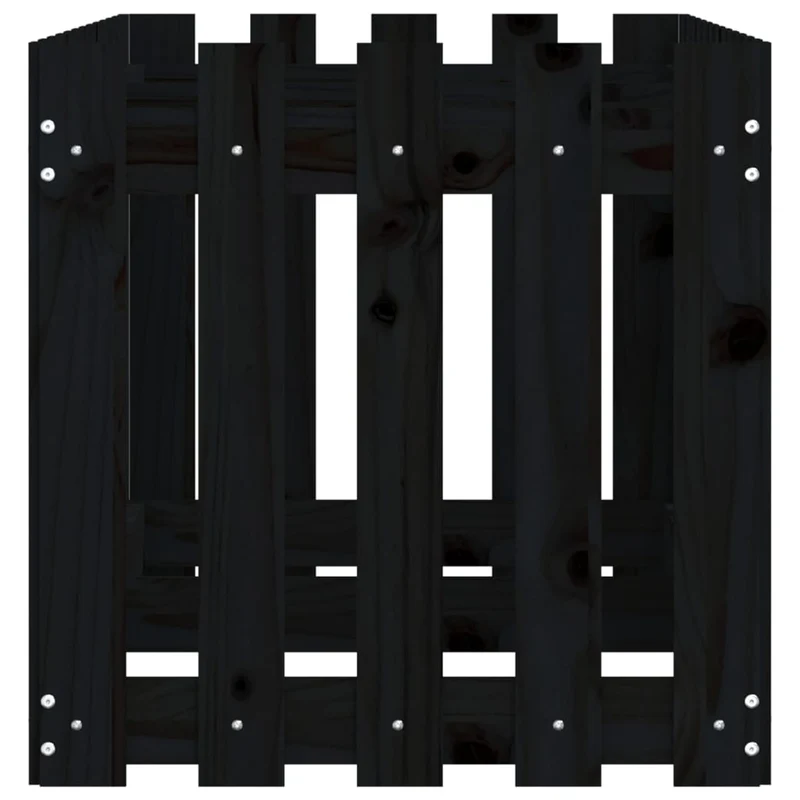 Arriate Elevado Jardín Con Valla Madera Pino Negro 150x50x50cm
