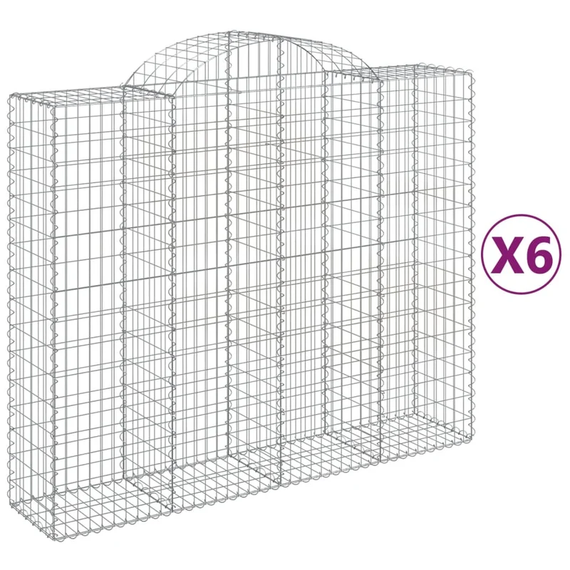 Cestas De Gaviones 6 Uds Forma De Arco Hierro 200x50x160/180 Cm