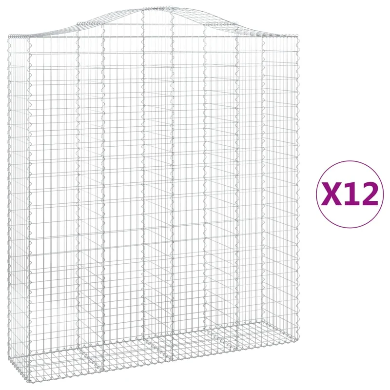 Cestas De Gaviones 12 Uds Forma De Arco Hierro 200x50x220/240cm