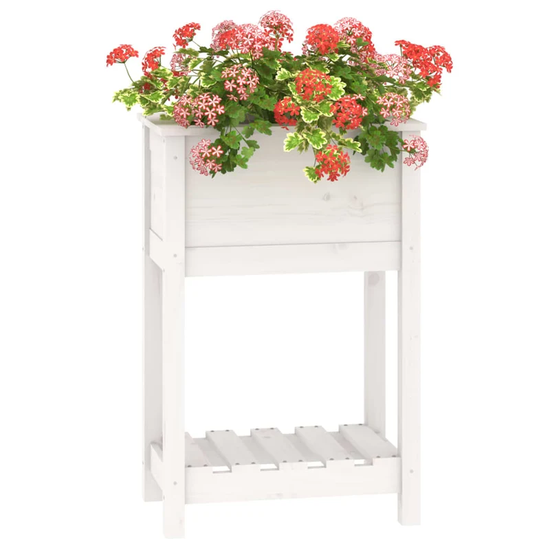 Jardinera De Madera Maciza De Pino Blanco 54x34,5x81 Cm