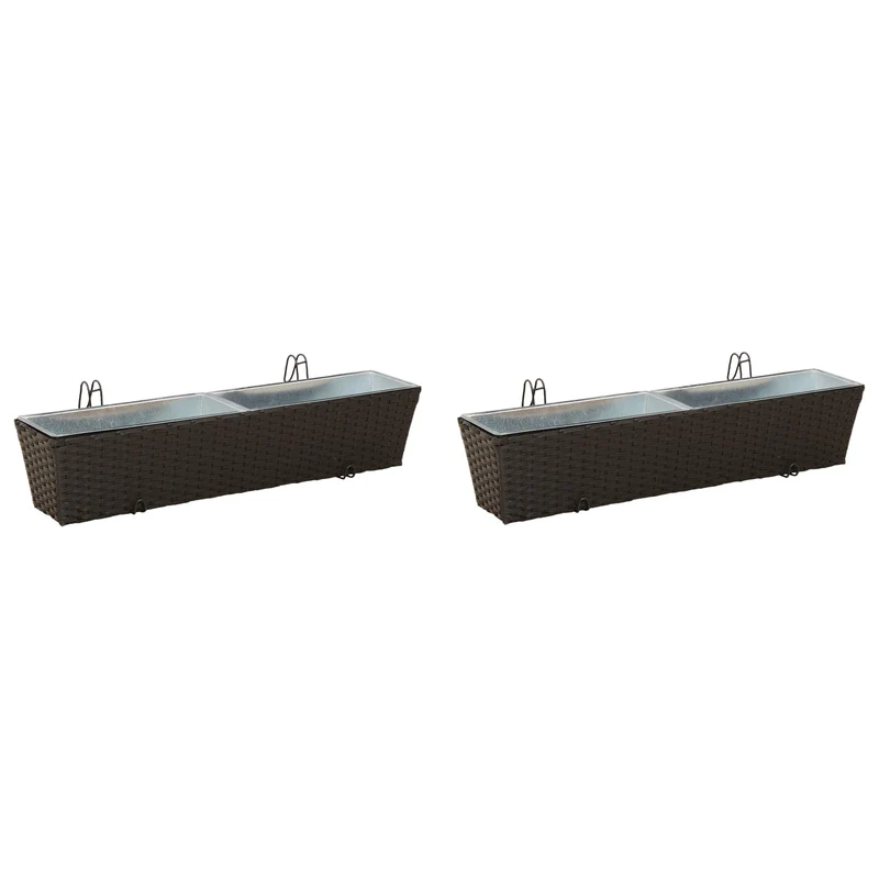Barandilla 2 Uds. Negro 80 X 17 X 17 Cm Metal