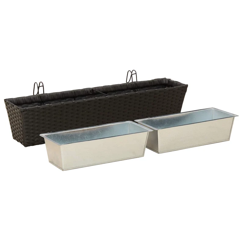 Barandilla 2 Uds. Negro 80 X 17 X 17 Cm Metal