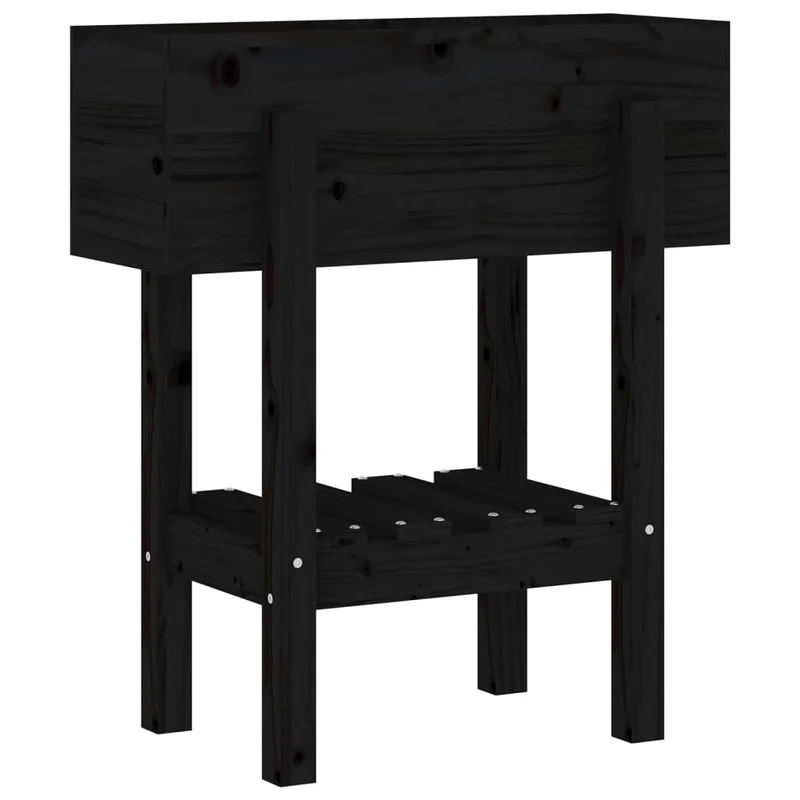 Jardinera Madera Maciza De Pino Negro 62x30x69 Cm